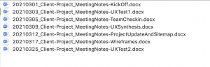 Example of files sorted by date